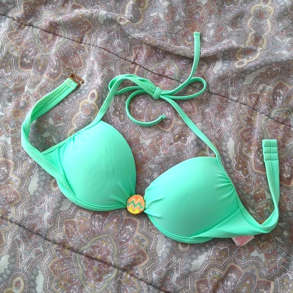 Xhilaration Other - Xhilaration Teal w/ Chevron Enamel Detail Padded Bikini Top